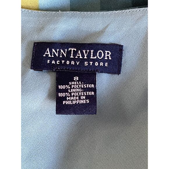 Vintage 90s Ann Taylor A-Line Green Multi Checked Skirt Fully Lined SIZE 8 1990s - Picture 5 of 7